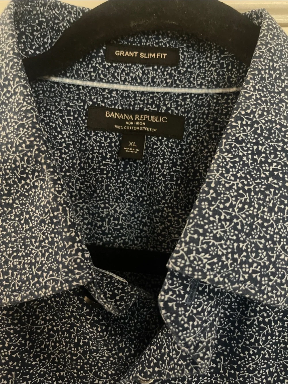 Banana Republic Blue Microprint Long-Sleeve Dress Shirt